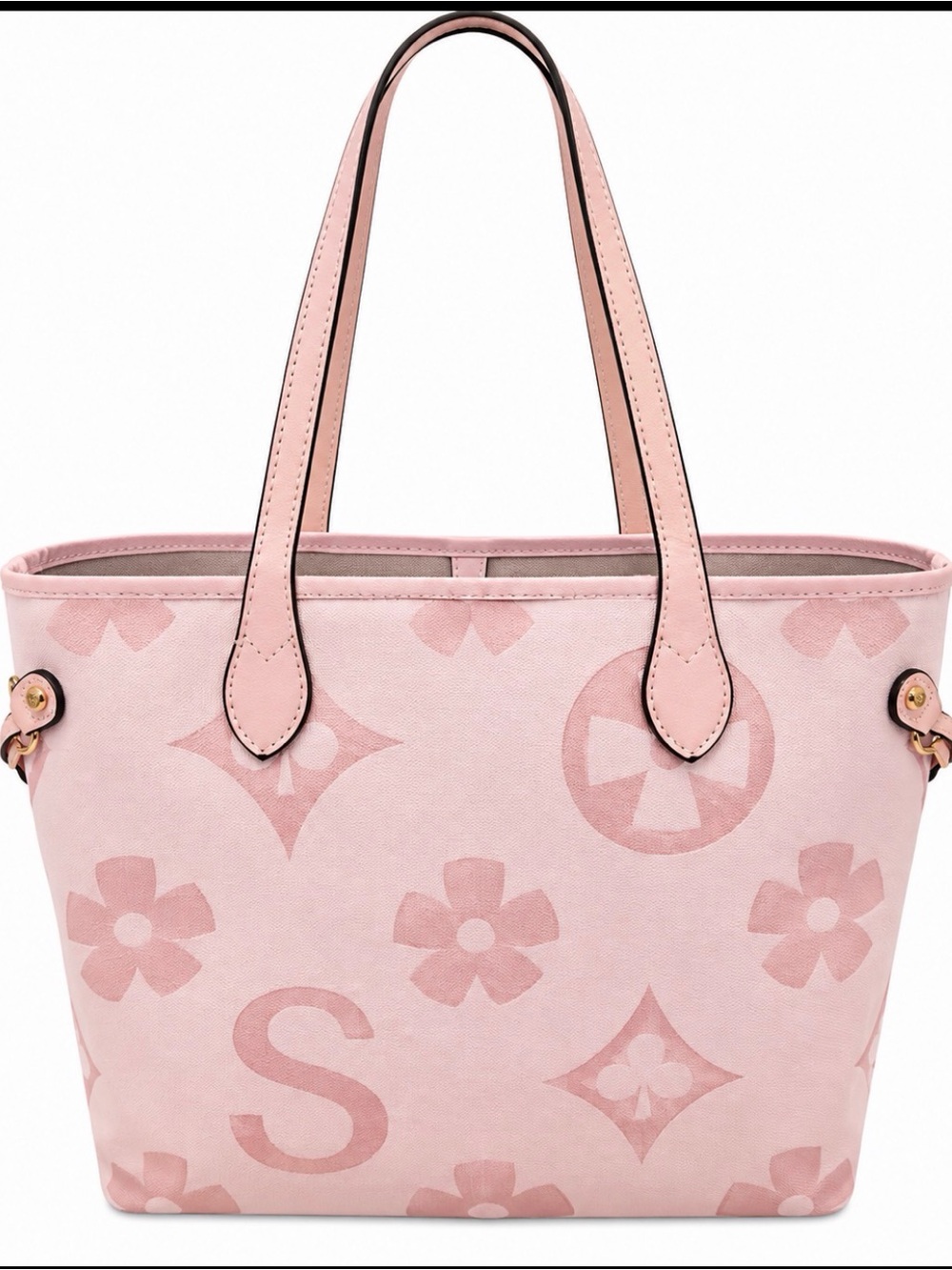 Pink Monogram Canvas Tote with Dual Top Handles